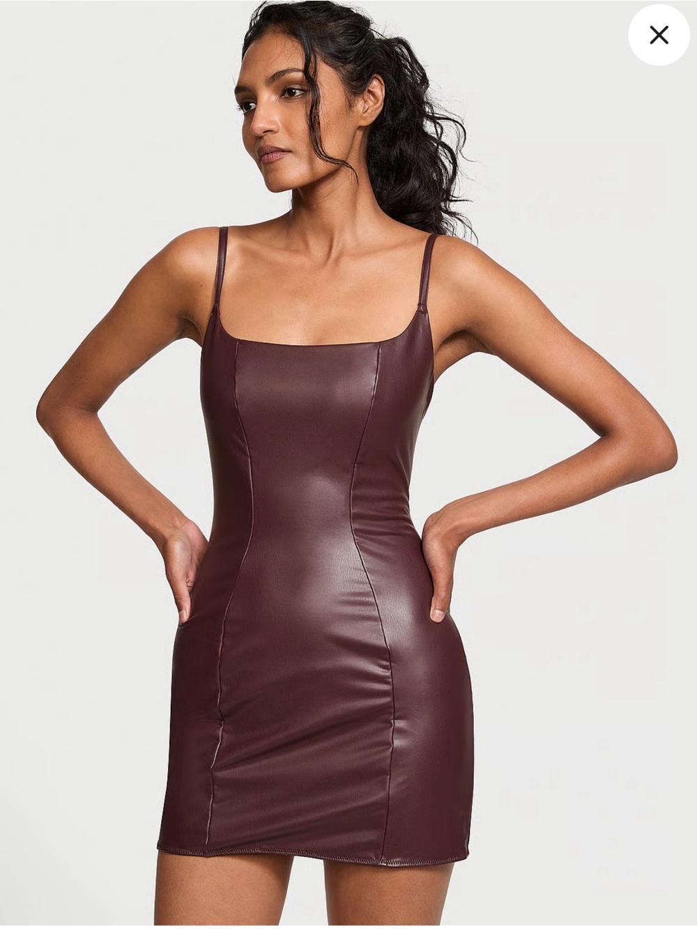 Victoria’s Secret Faux Leather Bodycon Mini Dress Burgundy Brown S NWOT
